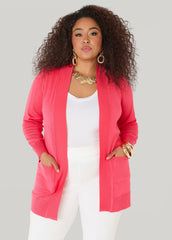 Open Front Cardigan Calypso Coral | Ashley Stewart