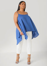 Crepe Handkerchief Tank Denim | Ashley Stewart