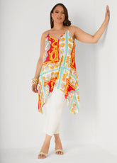 Printed Chain Trimmed Top Poinsettia | Ashley Stewart