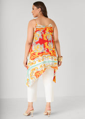 Printed Chain Trimmed Top Poinsettia | Ashley Stewart