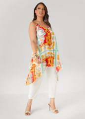 Printed Chain Trimmed Top Poinsettia | Ashley Stewart