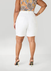 Fearless Distressed Denim Shorts White | Ashley Stewart