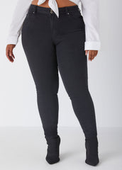Plus Size Skinny Jeans High Rise Shaping Stretchy Skinny Jeans Black | Ashley Stewart