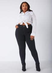 Plus Size Skinny Jeans High Rise Shaping Stretchy Skinny Jeans Black | Ashley Stewart