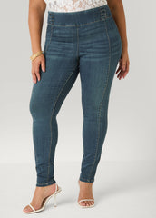 Pintucked Lace Up Jeans Dk Rinse | Ashley Stewart