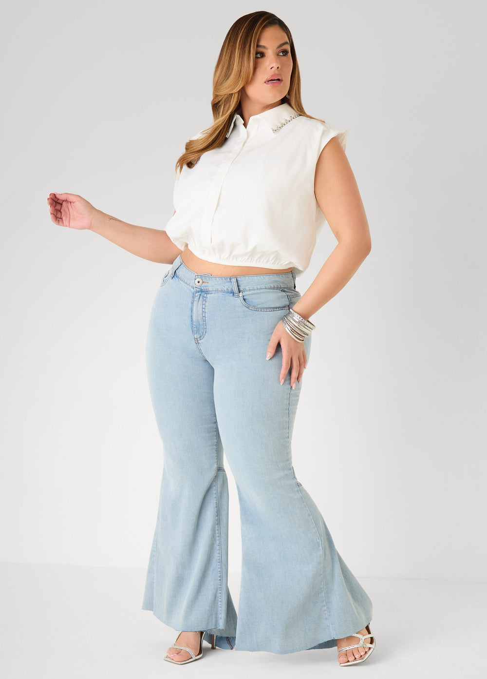 Seam Detailed Flared Jeans Vintage | Ashley Stewart