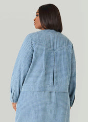 Textured Denim Jacket Med Sky Blue | Ashley Stewart