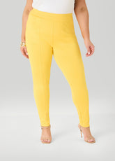 Seamed Ponte Leggings Spectra Yellow | Ashley Stewart