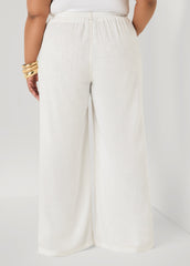 Linen Blend Wide Leg Pants White | Ashley Stewart