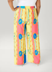 Scarf Print Wide Leg Pants Multi | Ashley Stewart