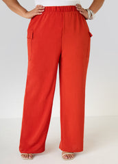 Textured Wide Leg Cargo Pants Rooibos | Ashley Stewart