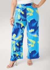 Tropical Wide Leg Pants Multi | Ashley Stewart