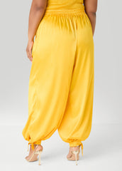 Ankle Tie Satin Balloon Pants Spectra Yellow | Ashley Stewart