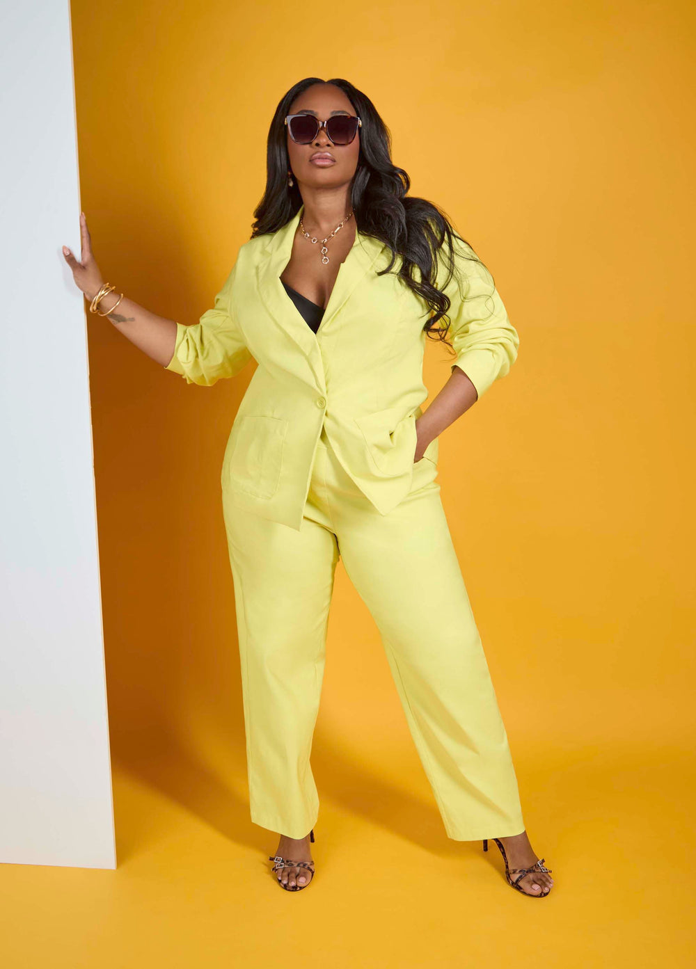 Millennium Straight Leg Trousers Canary Yellow | Ashley Stewart