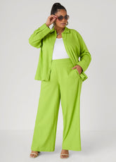 Pull On Linen Blend Pants Macaw Green | Ashley Stewart