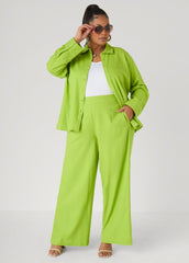 Pull On Linen Blend Pants Macaw Green | Ashley Stewart