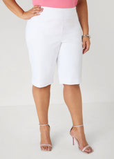 Millennium High Rise Bermuda Short White | Ashley Stewart
