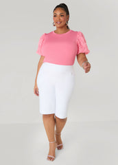 Millennium High Rise Bermuda Short White | Ashley Stewart