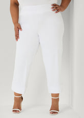 Cuffed Ponte Capris White | Ashley Stewart