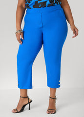 Millennium Button Accented Capris Victoria Blue | Ashley Stewart