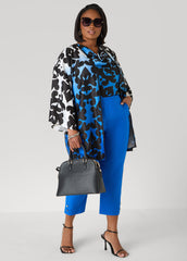 Millennium Button Accented Capris Victoria Blue | Ashley Stewart