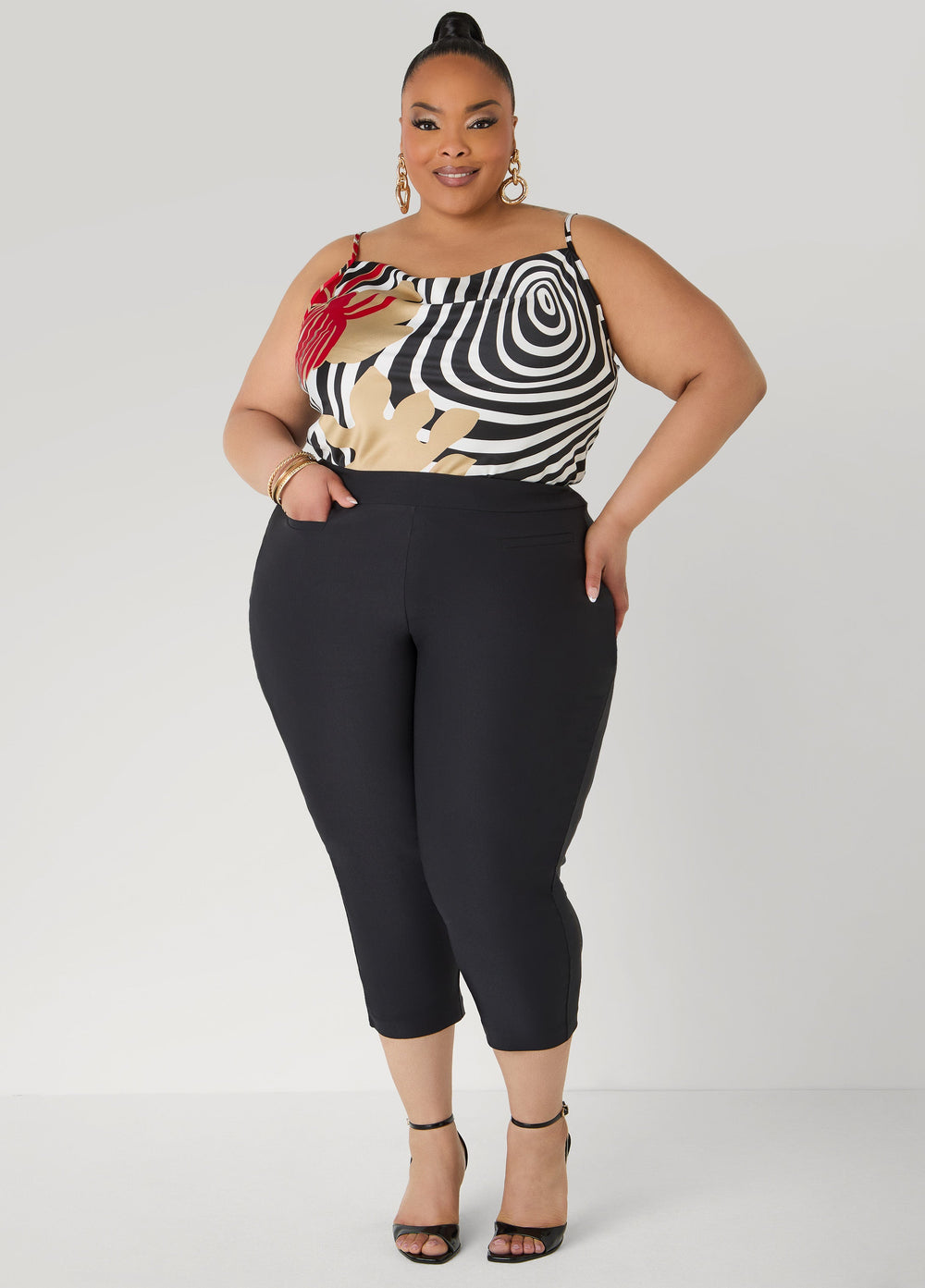 Millennium Pocket Capris Black | Ashley Stewart