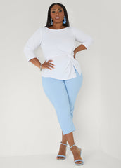 Millennium Twill Capris POWDER BLUE | Ashley Stewart