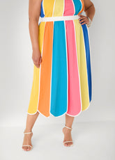 Paneled Striped Midi Skirt Multi | Ashley Stewart