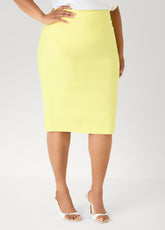 Millennium Slip On Pencil Skirt Canary Yellow | Ashley Stewart