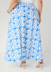 Floral Print Maxi Skirt Victoria Blue | Ashley Stewart