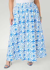 Floral Print Maxi Skirt Victoria Blue | Ashley Stewart