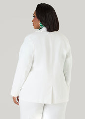 Millennium Button Up Blazer White | Ashley Stewart