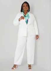 Millennium Button Up Blazer White | Ashley Stewart