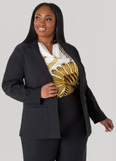 Millennium Buttoned Blazer Black | Ashley Stewart