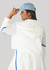 Cropped Mesh Paneled Track Jacket White | Ashley Stewart