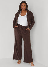 Greek Key Wide Leg Pants Coffee Bean | Ashley Stewart