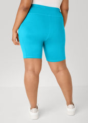 Phone Pocket Biker Shorts Caribbean Sea | Ashley Stewart