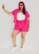 Drawstring Jacquard Shorts Beetroot Purple | Ashley Stewart