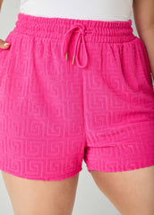 Drawstring Jacquard Shorts Beetroot Purple | Ashley Stewart