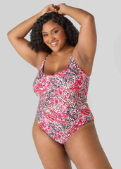 Leopard And Floral Print Swimsuit Multi | Ashley Stewart