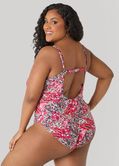 Leopard And Floral Print Swimsuit Multi | Ashley Stewart