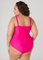 Zip Front Swimsuit Beetroot Purple | Ashley Stewart