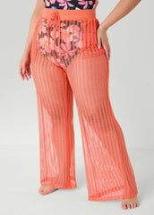 Given Kale Mesh Cover Up Pants Coral | Ashley Stewart