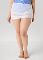 Drawstring Mesh Skirt Cover Up White | Ashley Stewart