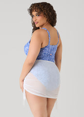 Drawstring Mesh Skirt Cover Up White | Ashley Stewart