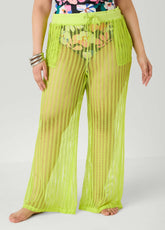 Given Kale Cover Up Mesh Pants LIME GREEN | Ashley Stewart