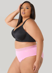 Sheer Waist Microfiber Briefs Bright Pink | Ashley Stewart