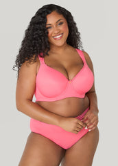 Lace Trimmed Full Coverage Butterfly Bra Calypso Coral | Ashley Stewart