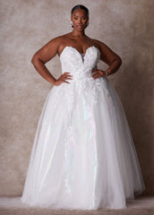 Plus Size Princess Wedding Gown Plus Size Strapless Bridal Gown Egret | Ashley Stewart