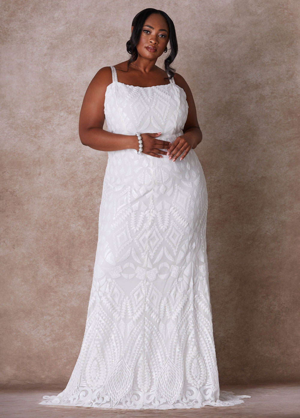 The Jasmine Wedding Gown Egret | Ashley Stewart